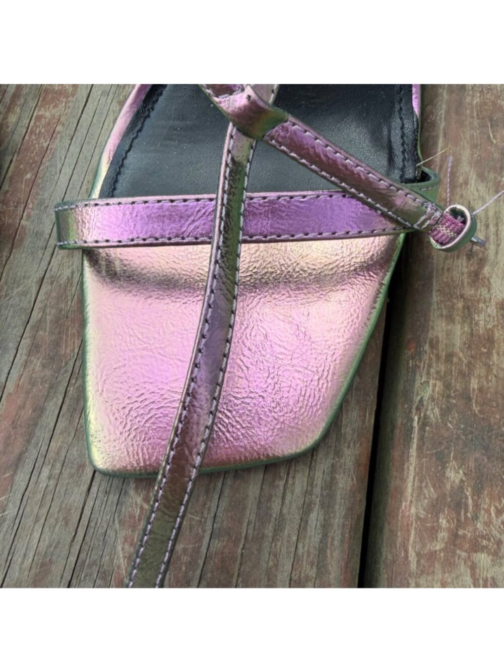 Nine West Pink Metallic Strappy Heeled Sandals Size 9M - Picture 2 of 9